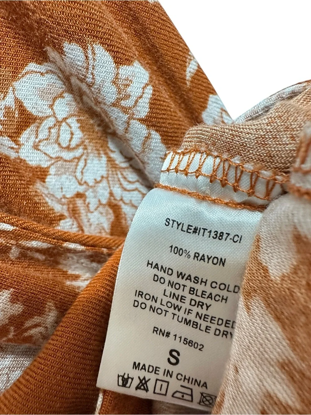 Pure Rayon Gauze Chambray Flannel Knit Rust Floral Drape Wrap Surplice Blouse